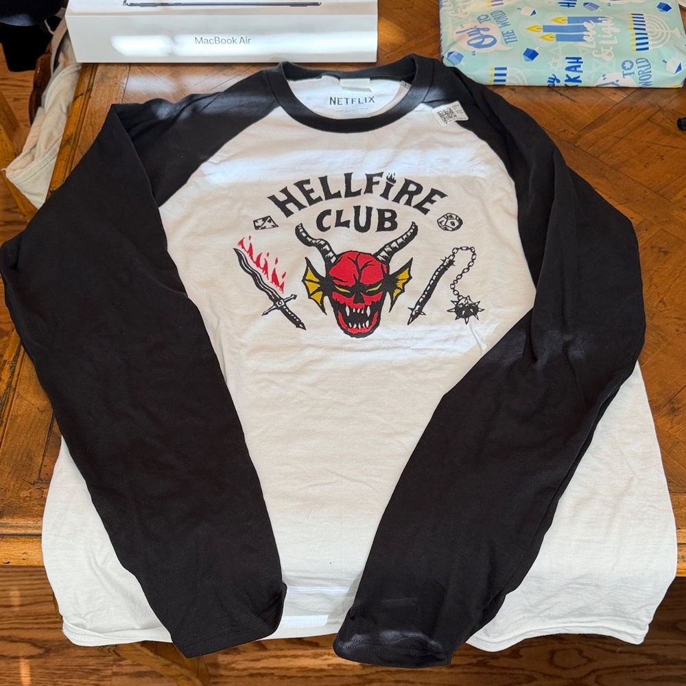 Netflix Hellfire Club Graphic Shirt in Black and White